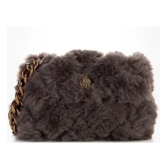 $225 Kurt Geiger Kensington Mini Faux Fur Crossbody Bag Grey IN Duster Bag - Picture 1 of 4